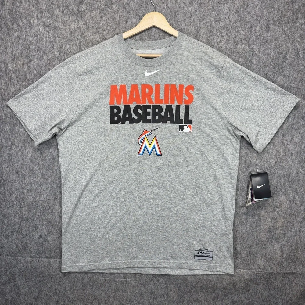 Miami Marlins Nike Dri Fit T-Shirt Men's XLShort Sleeve Gray MLB Performance